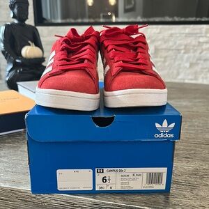 Adidas Kids/Womens Red Campus Sneakers